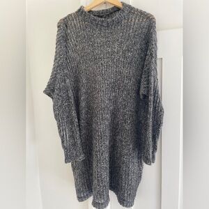 Kedziorek Mohair Wool Loose Knit Heathered Grey Sweater Dress